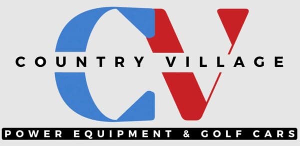 Country Village logo with red and blue letters.