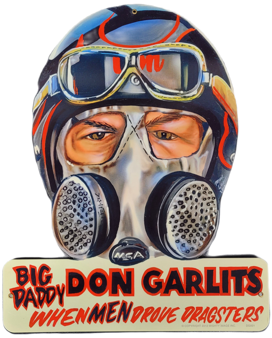 Don Helmet Metal sign on a white background