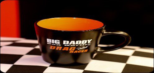 Big Daddy Drag Racing Printed on a Black Mug
