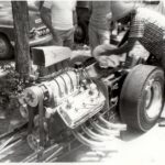 Ed straps in for the AHRA Final. Green Valley, Texas.1961