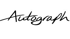 An autograph logo in black with white background