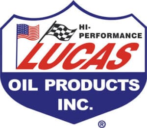 Lucas Oil Products logo with flags.