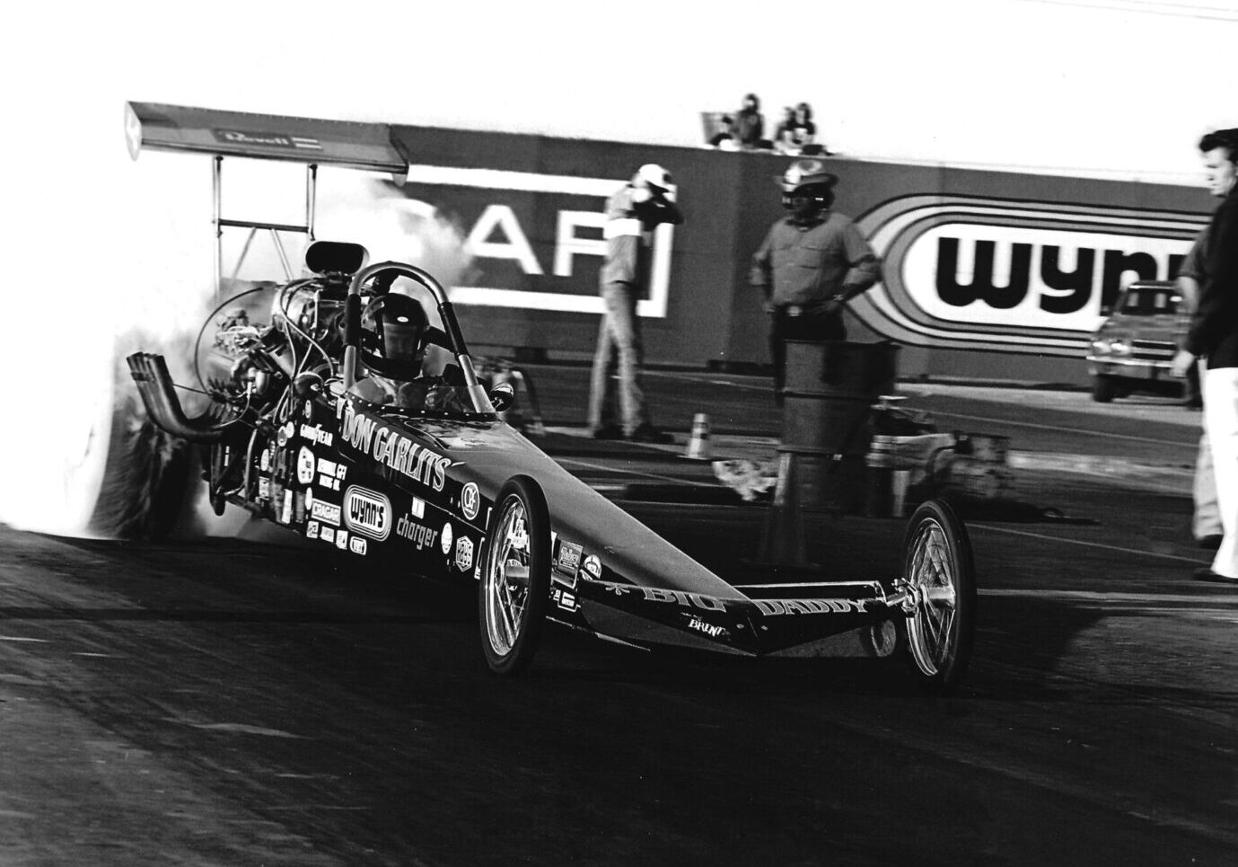 Built in the spring of 1975 by Don Cook and Big Daddy, this car became the most feared top fuel dragster of all time. It consistently ran in the high 240 MPH mark and 5.70 ET bracket. It won Don’s first NHRA World Championship, beating out the likes of Beck, Muldowney and a host of other fine competitors. It became the first top fuel dragster over 250 MPH at Ontario, California on Oct. 12, 1975 with a 5.63 E.T.  This record stood for seven full years. It was retired in the fall of 75’ and then put back in service for a brief period in 1977 to win the Gatornationals. 