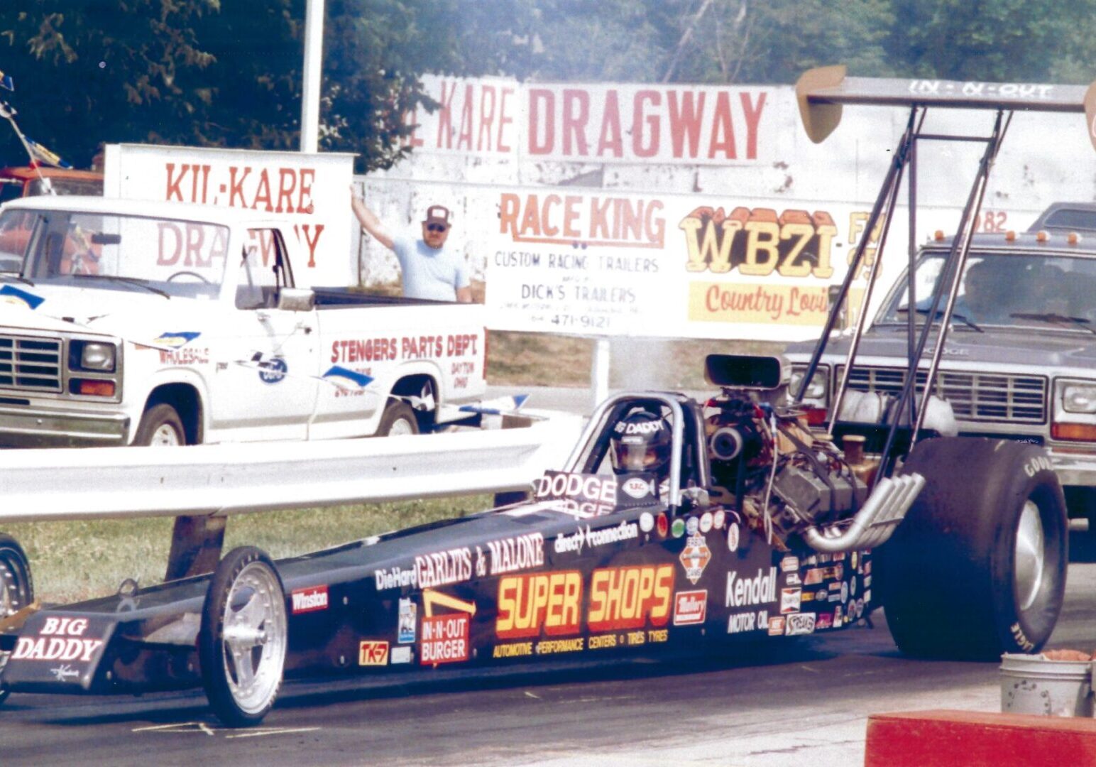 Swamp Rat 29 was the first top fuel dragster with major sponsorship for Big Daddy.  On its fourth run, in Arizona, at a blistering 259 MPH and 5.45 seconds ET the wing collapsed. “Big” took drag racing’s fastest tumble at Fire Bird Raceway.  Unhurt, Don, Herb Parks, Eddie and Billy Garlits put Swamp Rat 29 back together and went on to win many events including the 1985 US Nationals, Don’s second straight US Nationals Championship, and the 1985 NHRA World Championship; Don’s second NHRA World Championship. Swamp Rat 29 had a top speed of 268.01 MPH and 5.436 second ET. 